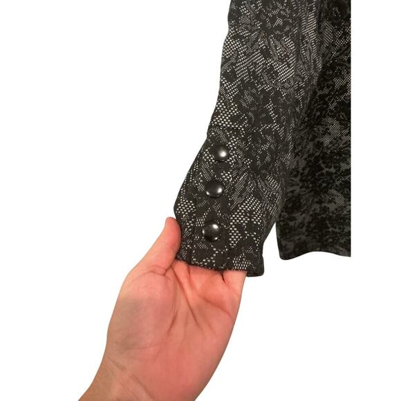 Chico Womens Top Size XL 3 Black Lace Print Workwear Office Business Fall Career - Picture 5 of 6